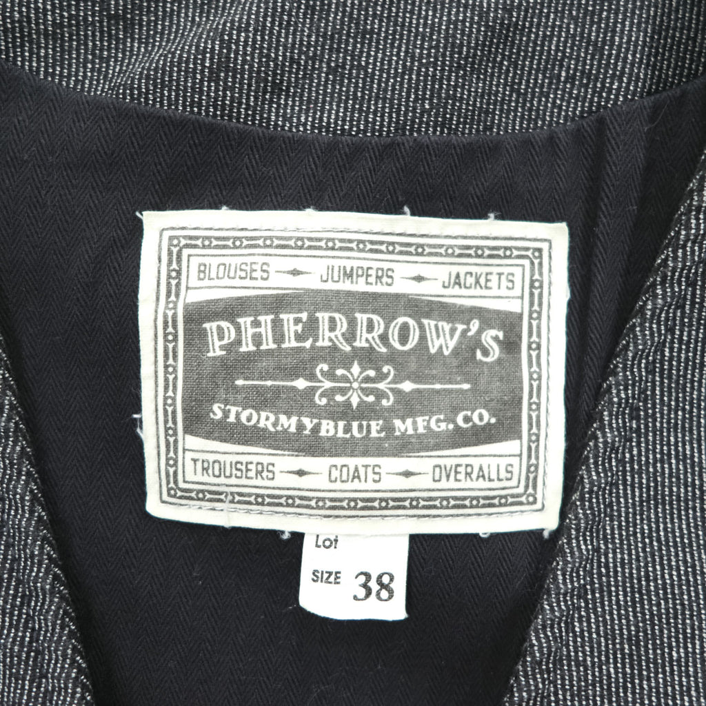 PHERROW'S Striped Cotton Work Vest Size 38 Made in Japan