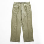 DOCKERS (Levi Strauss) 2000s Vintage Slacks Pants, Size L, Beige, Wide Leg, 2-Tuck Pleats, Double Cuffs