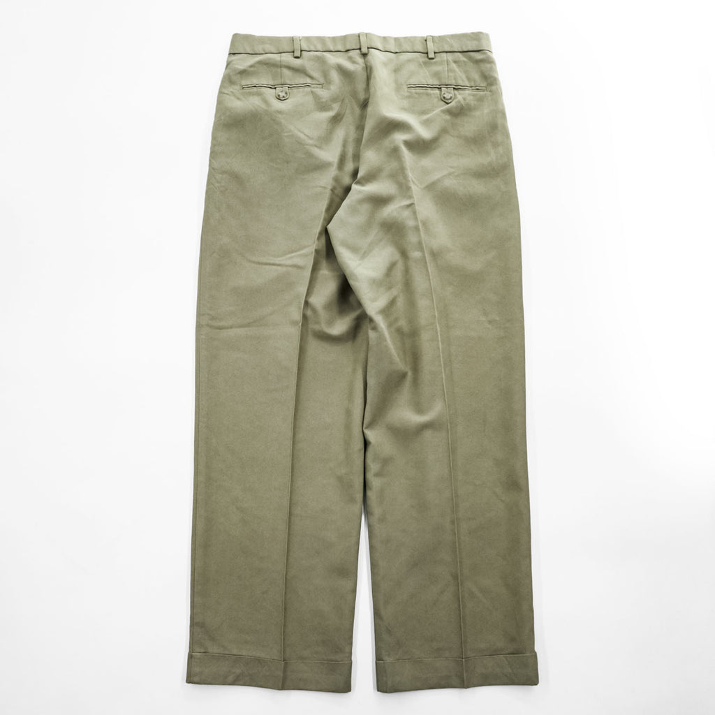 DOCKERS (Levi Strauss) 2000s Vintage Slacks Pants, Size L, Beige, Wide Leg, 2-Tuck Pleats, Double Cuffs