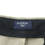 DOCKERS (Levi Strauss) 2000s Vintage Slacks Pants, Size L, Beige, Wide Leg, 2-Tuck Pleats, Double Cuffs