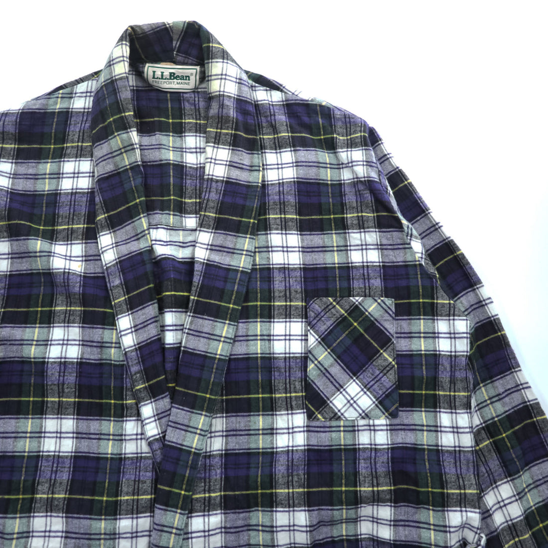L.L.Bean 90年代 USA製 ヴィンテージ フランネルローブ ショールカラーガウン XL タータンチェック ビッグサイズ ベルト付