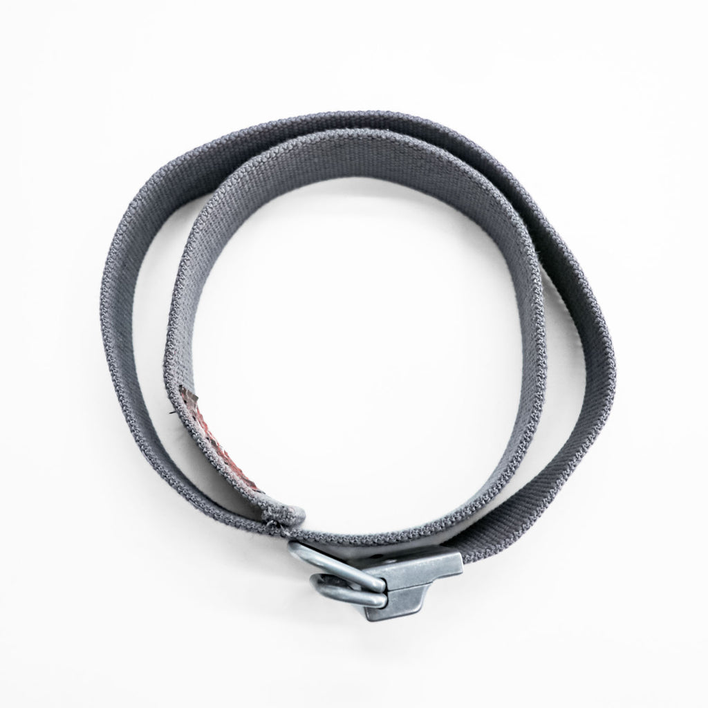 OAKLEY ウェビングベルト シルバー メタルバックル ダブルリング グレー ナイロン キャンバス