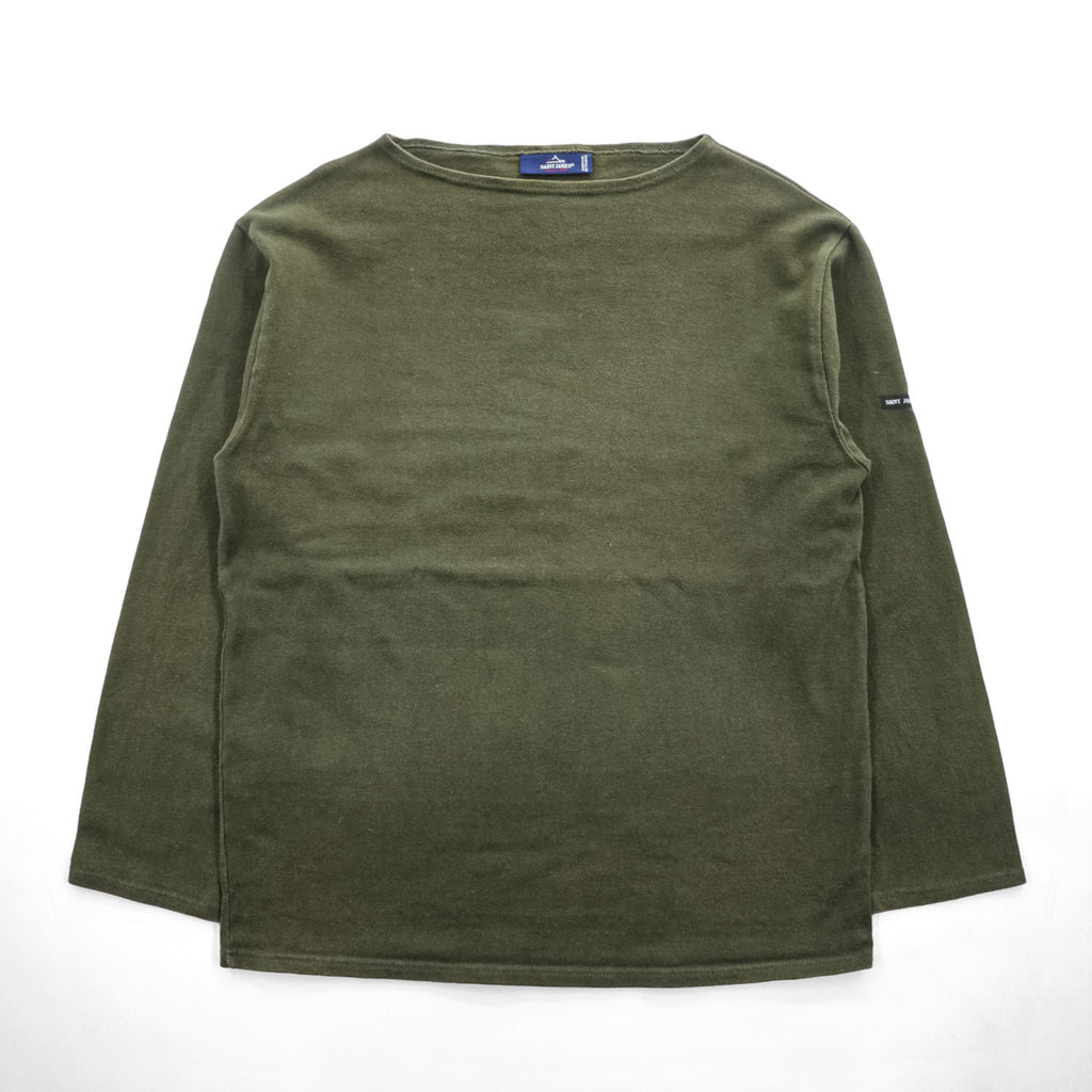 SAINT JAMES バスクシャツ 長袖 ロングスリーブ Tシャツ L カーキ ボートネック フランス製