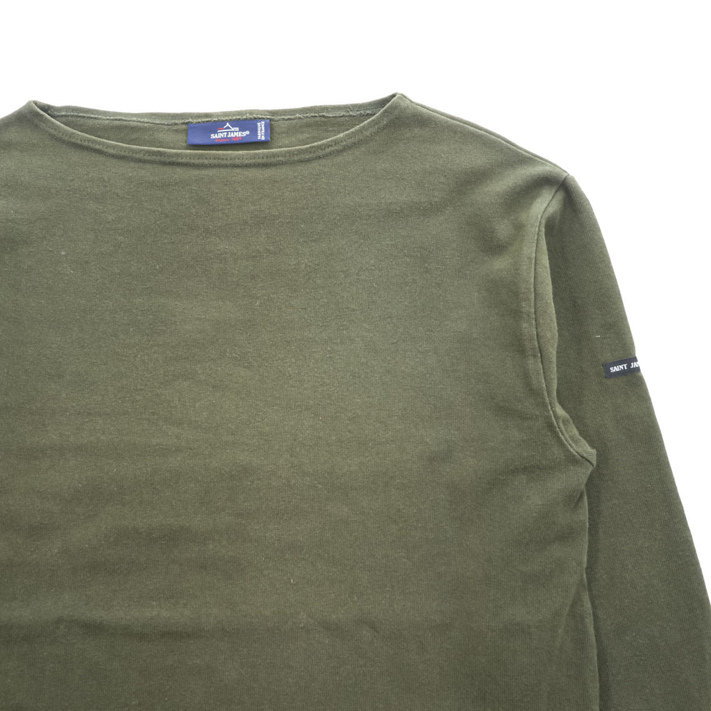 SAINT JAMES バスクシャツ 長袖 ロングスリーブ Tシャツ L カーキ ボートネック フランス製