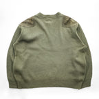 FILSON USA製 100%バージンウール ニット セーター XL カーキ ハンティング スエード切替 レザーパッチ ヘンリーネック STYLE 714