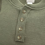 FILSON USA製 100%バージンウール ニット セーター XL カーキ ハンティング スエード切替 レザーパッチ ヘンリーネック STYLE 714