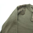 FILSON USA製 100%バージンウール ニット セーター XL カーキ ハンティング スエード切替 レザーパッチ ヘンリーネック STYLE 714