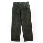 Brooks Brothers コーデュロイパンツ スラックス L グリーン ワイド 2タック プリーツ ダブルカフス THOMPSON FABRIC WOVEN IN FRANCE
