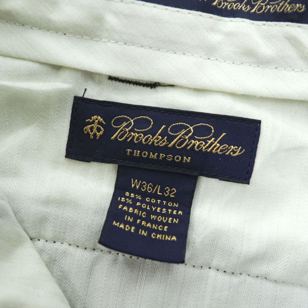 Brooks Brothers コーデュロイパンツ スラックス L グリーン ワイド 2タック プリーツ ダブルカフス THOMPSON FABRIC WOVEN IN FRANCE