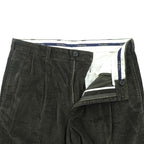 Brooks Brothers コーデュロイパンツ スラックス L グリーン ワイド 2タック プリーツ ダブルカフス THOMPSON FABRIC WOVEN IN FRANCE