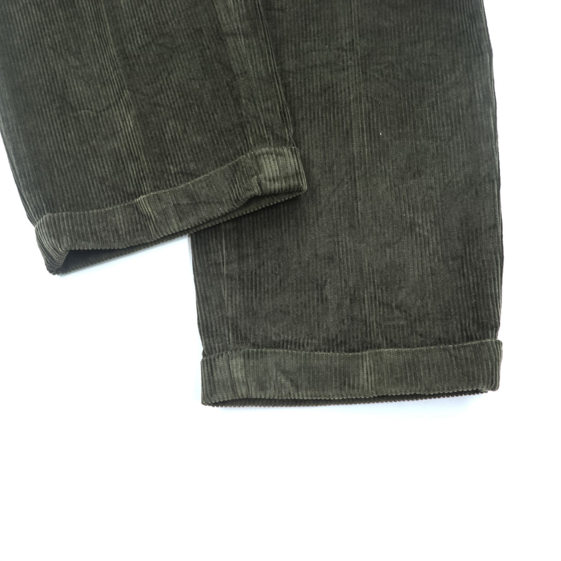 Brooks Brothers コーデュロイパンツ スラックス L グリーン ワイド 2タック プリーツ ダブルカフス THOMPSON FABRIC WOVEN IN FRANCE