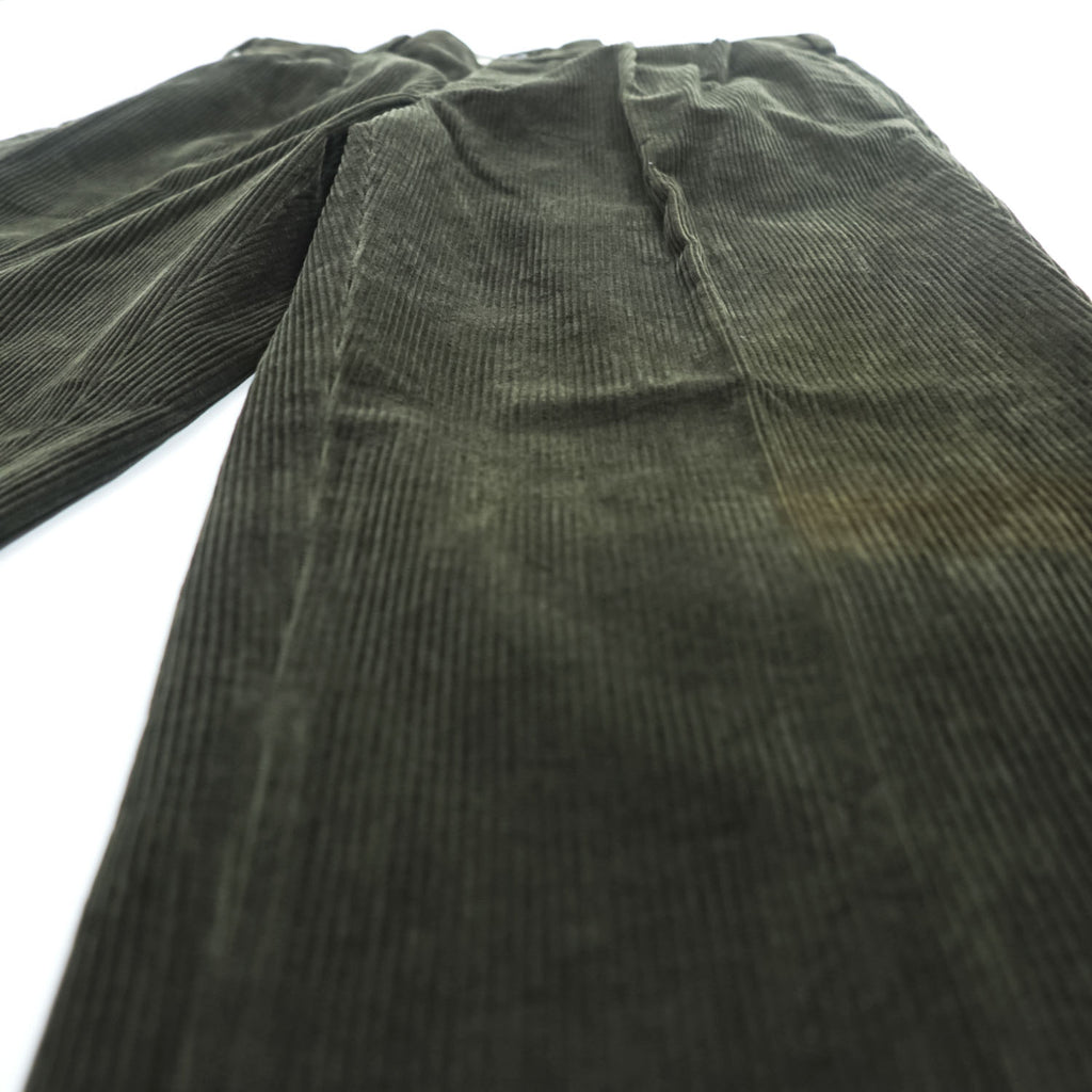 Brooks Brothers コーデュロイパンツ スラックス L グリーン ワイド 2タック プリーツ ダブルカフス THOMPSON FABRIC WOVEN IN FRANCE