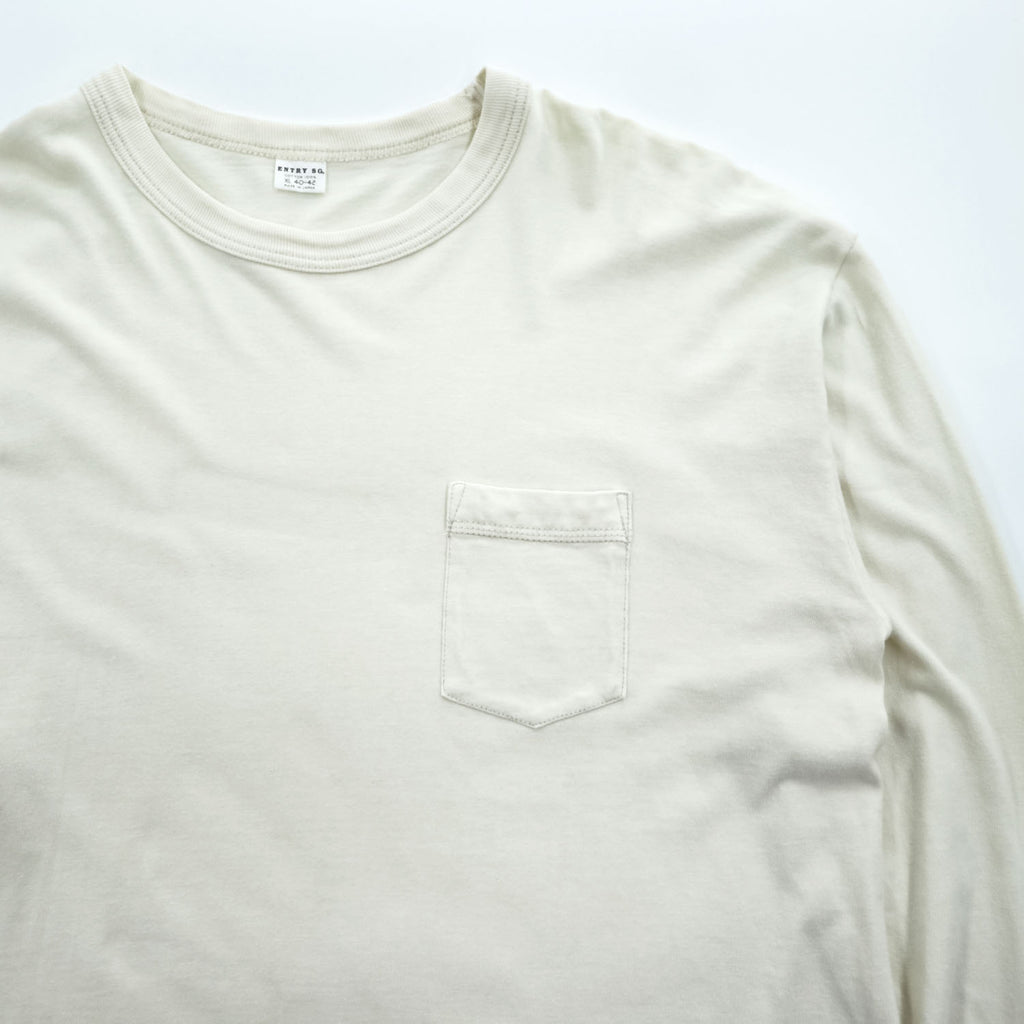 ENTRY SG 日本製 コットン 胸ポケット 長袖Tシャツ ロンT XL 40-42 アイボリー BEAMS取扱い