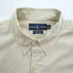 Ralph Lauren 90年代 BLAKE 長袖 ボタンダウンシャツ XL ベージュ 胸ポケット スモールポニー ロゴ 刺繍