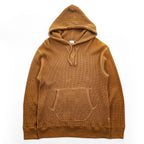 Healthknit ワッフル サーマル プルオーバー パーカー L ブラウン 前V カンガルーポケット