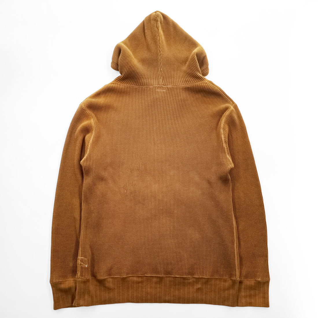 Healthknit ワッフル サーマル プルオーバー パーカー L ブラウン 前V カンガルーポケット