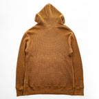 Healthknit ワッフル サーマル プルオーバー パーカー L ブラウン 前V カンガルーポケット