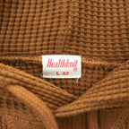 Healthknit ワッフル サーマル プルオーバー パーカー L ブラウン 前V カンガルーポケット