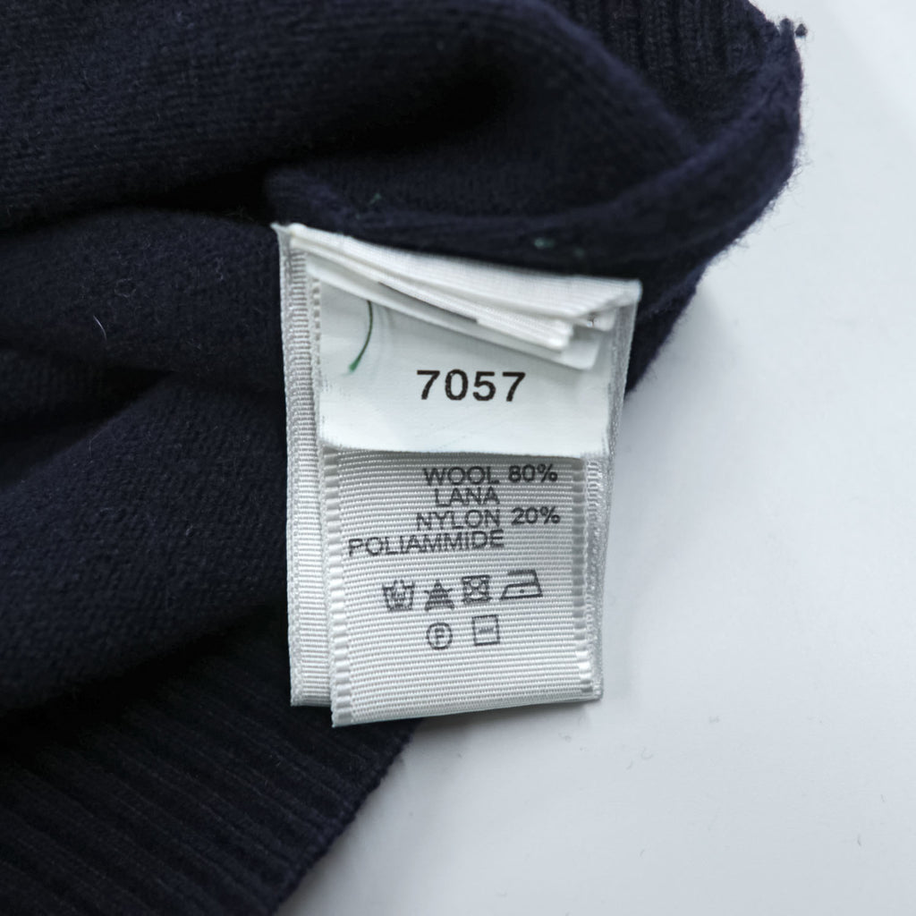 FRED PERRY イタリア製 90年代 ヴィンテージ Vネック ニット セーター L ネイビー ワンポイントロゴ