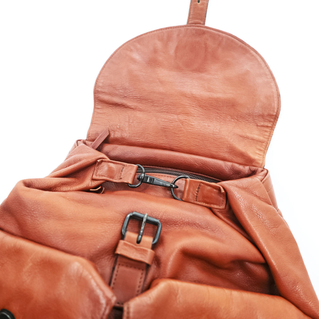 PORTER CORTINA Leather Backpack Brown Double Pocket Rucksack Made in Japan