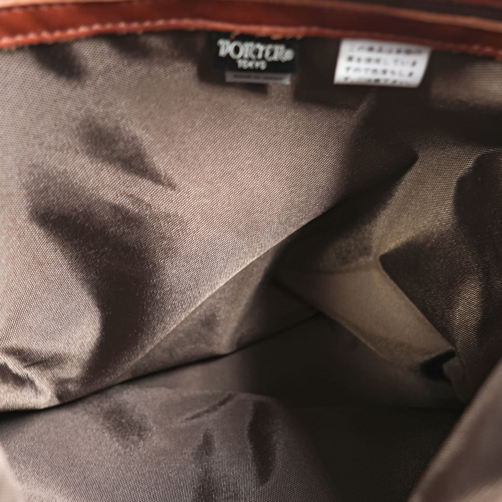 PORTER CORTINA Leather Backpack Brown Double Pocket Rucksack Made in Japan