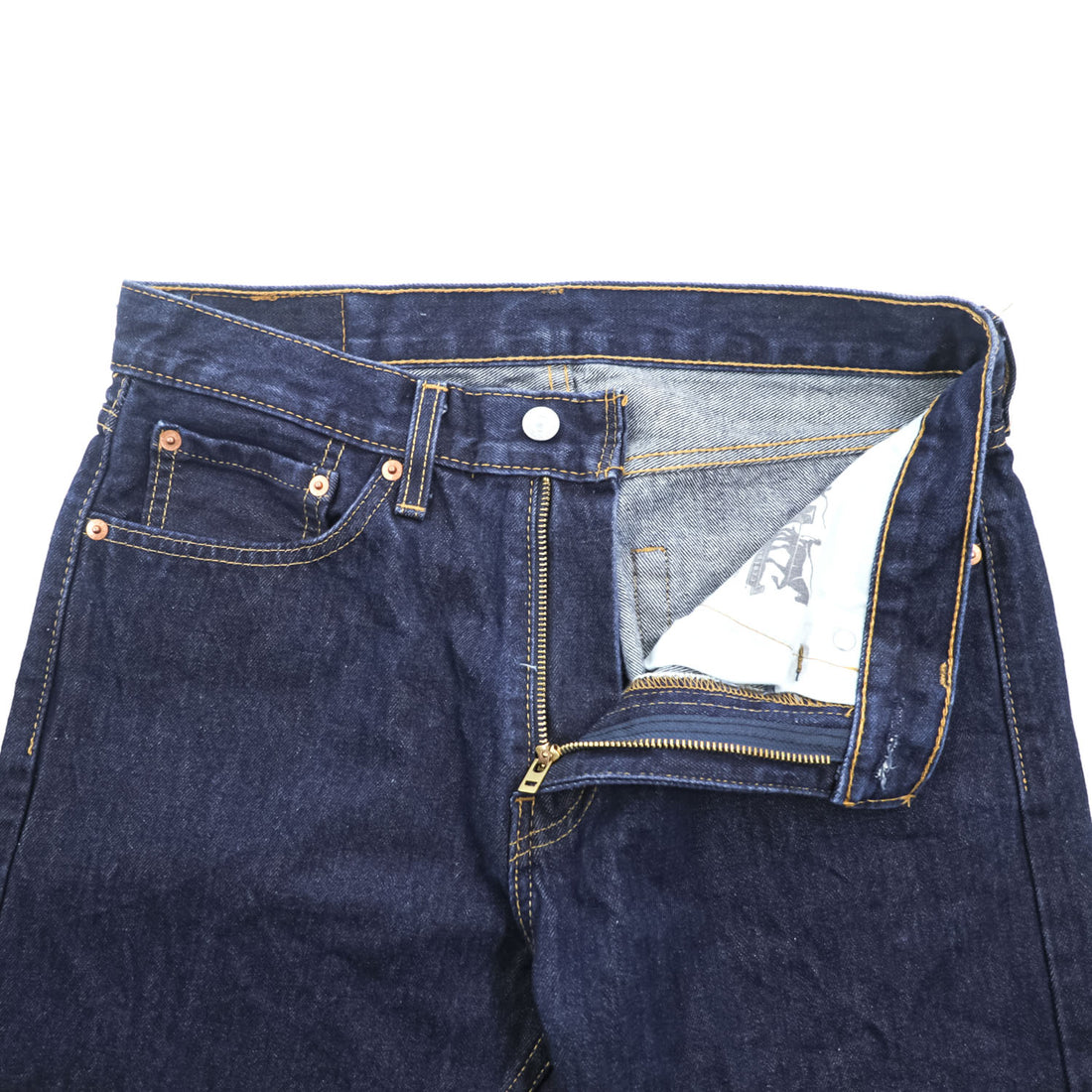 Levi's 505 ストレート デニムパンツ ジーンズ M インディゴ ブルー リジッド 濃紺 005050216