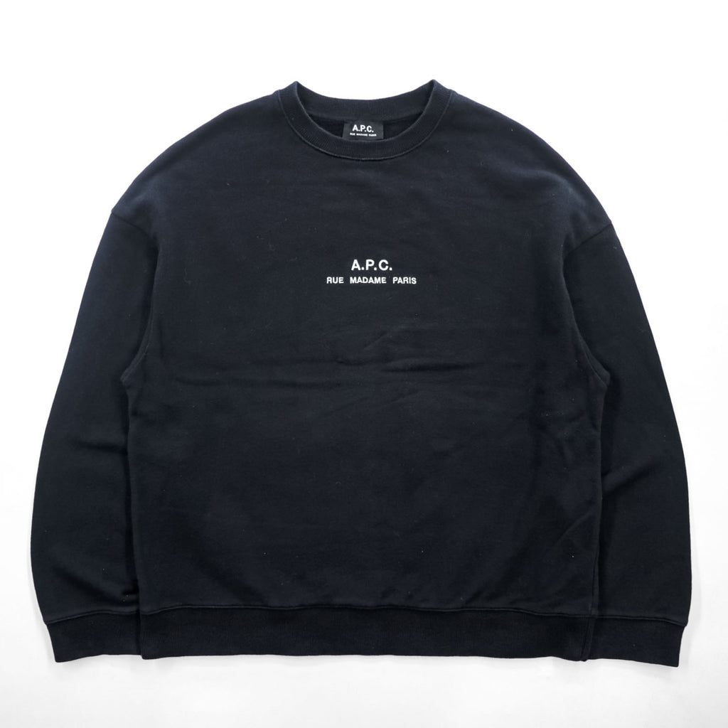 A.P.C. RUE MADAME PARIS Logo Print Sweatshirt Black M Made in Japan Petite Rue Madame