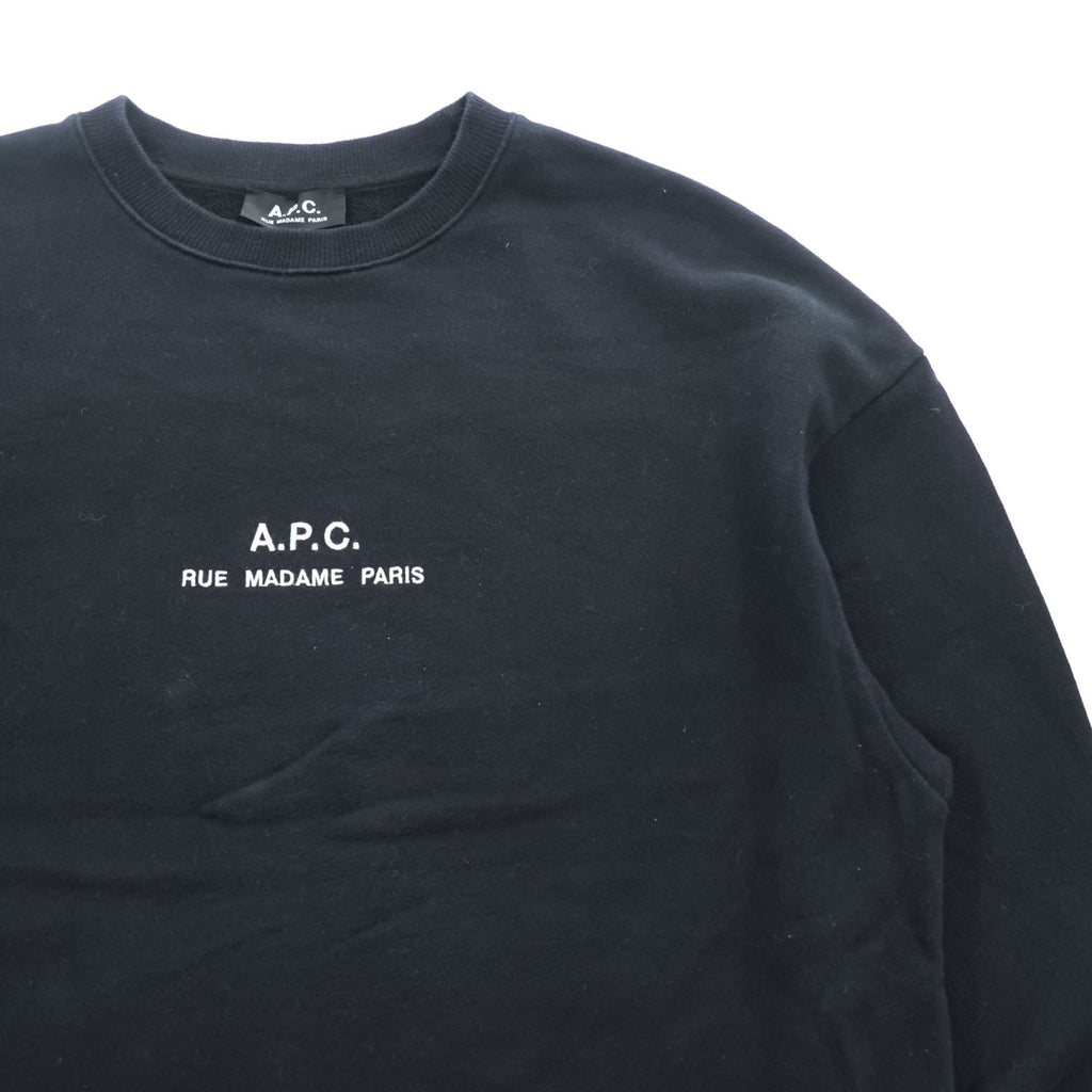 A.P.C. RUE MADAME PARIS Logo Print Sweatshirt Black M Made in Japan Petite Rue Madame