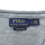 Polo Ralph Lauren ピマコットン Vネック ニットベスト L グレー スモールポニー ロゴ 刺繍 PIMA COTTON