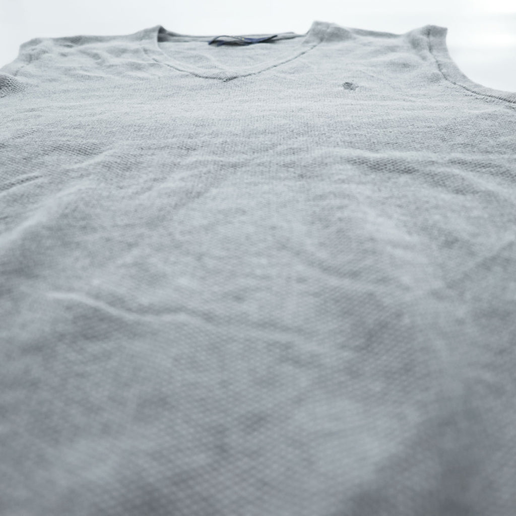 Polo Ralph Lauren ピマコットン Vネック ニットベスト L グレー スモールポニー ロゴ 刺繍 PIMA COTTON