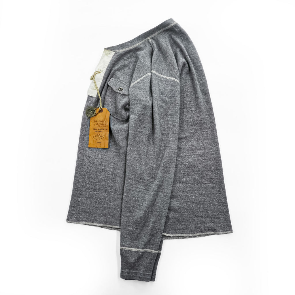 SUGAR CANE 日本製 ヘンリーネック 長袖 ロングスリーブ Tシャツ ロンT XL グレー 胸ポケット ラウンドカット SC66825 未使用品