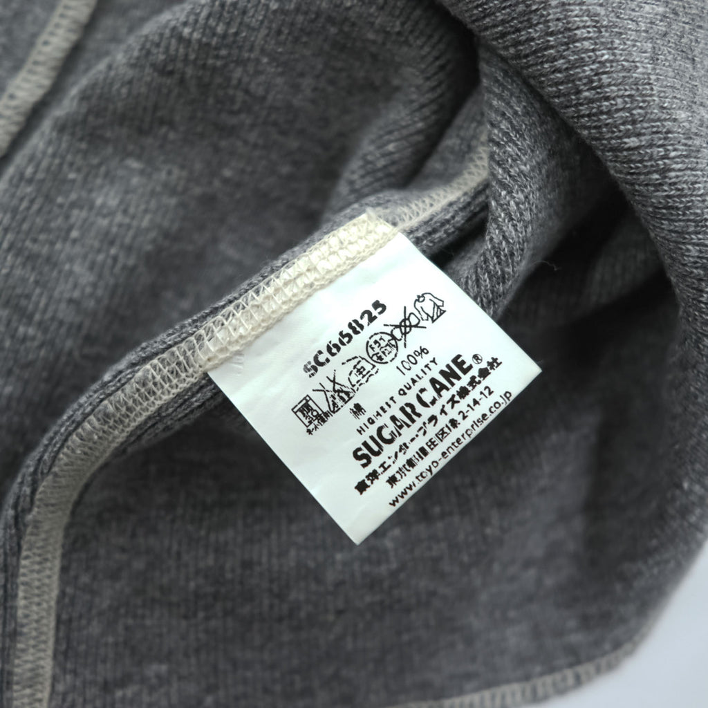 SUGAR CANE 日本製 ヘンリーネック 長袖 ロングスリーブ Tシャツ ロンT XL グレー 胸ポケット ラウンドカット SC66825 未使用品