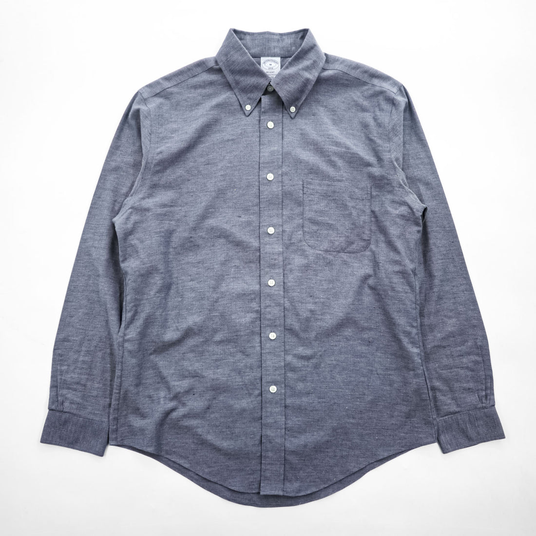 Brooks Brothers ヘリンボーン 長袖ボタンダウンシャツ M グレー REGENT 胸ポケット