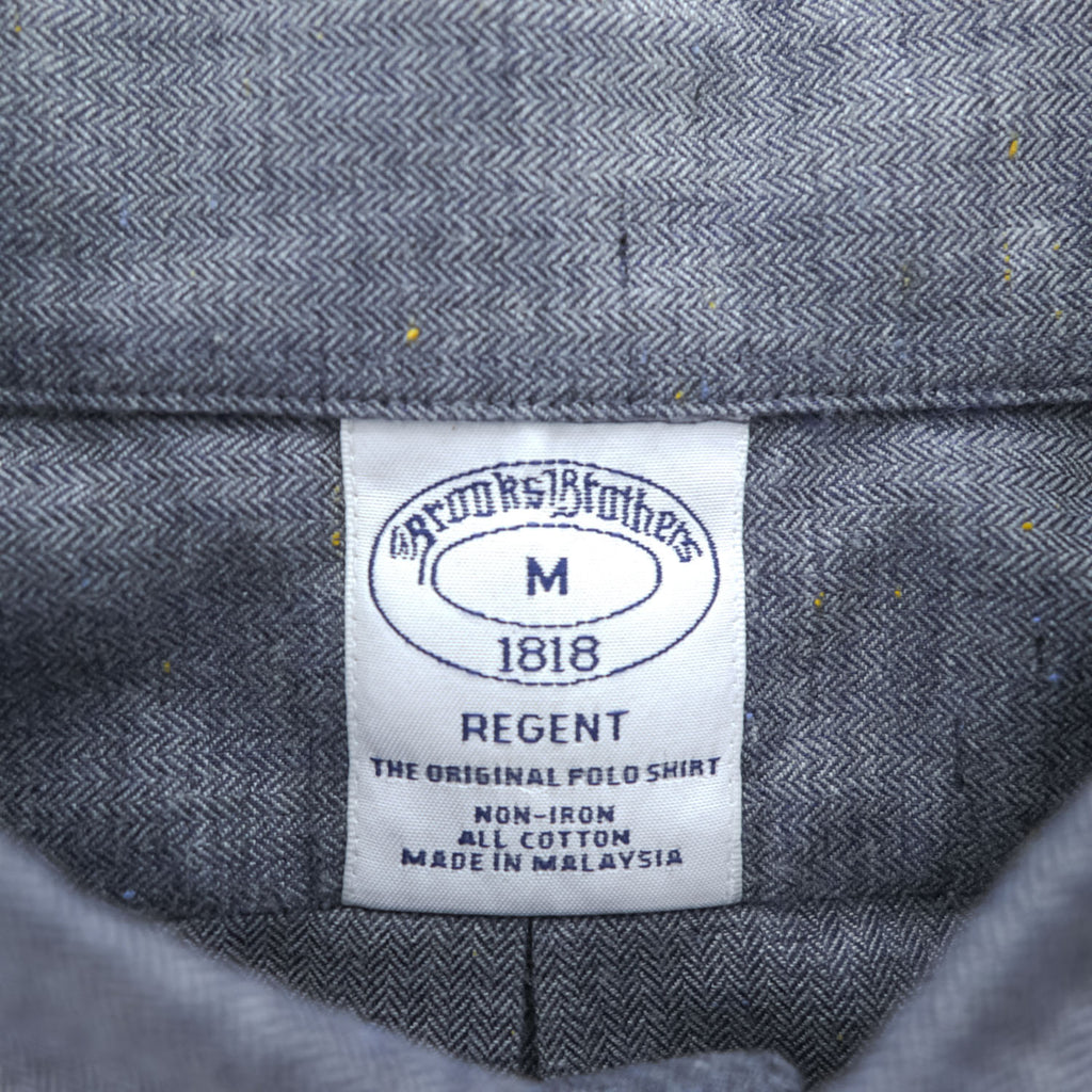 Brooks Brothers ヘリンボーン 長袖ボタンダウンシャツ M グレー REGENT 胸ポケット