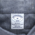 Brooks Brothers ヘリンボーン 長袖ボタンダウンシャツ M グレー REGENT 胸ポケット