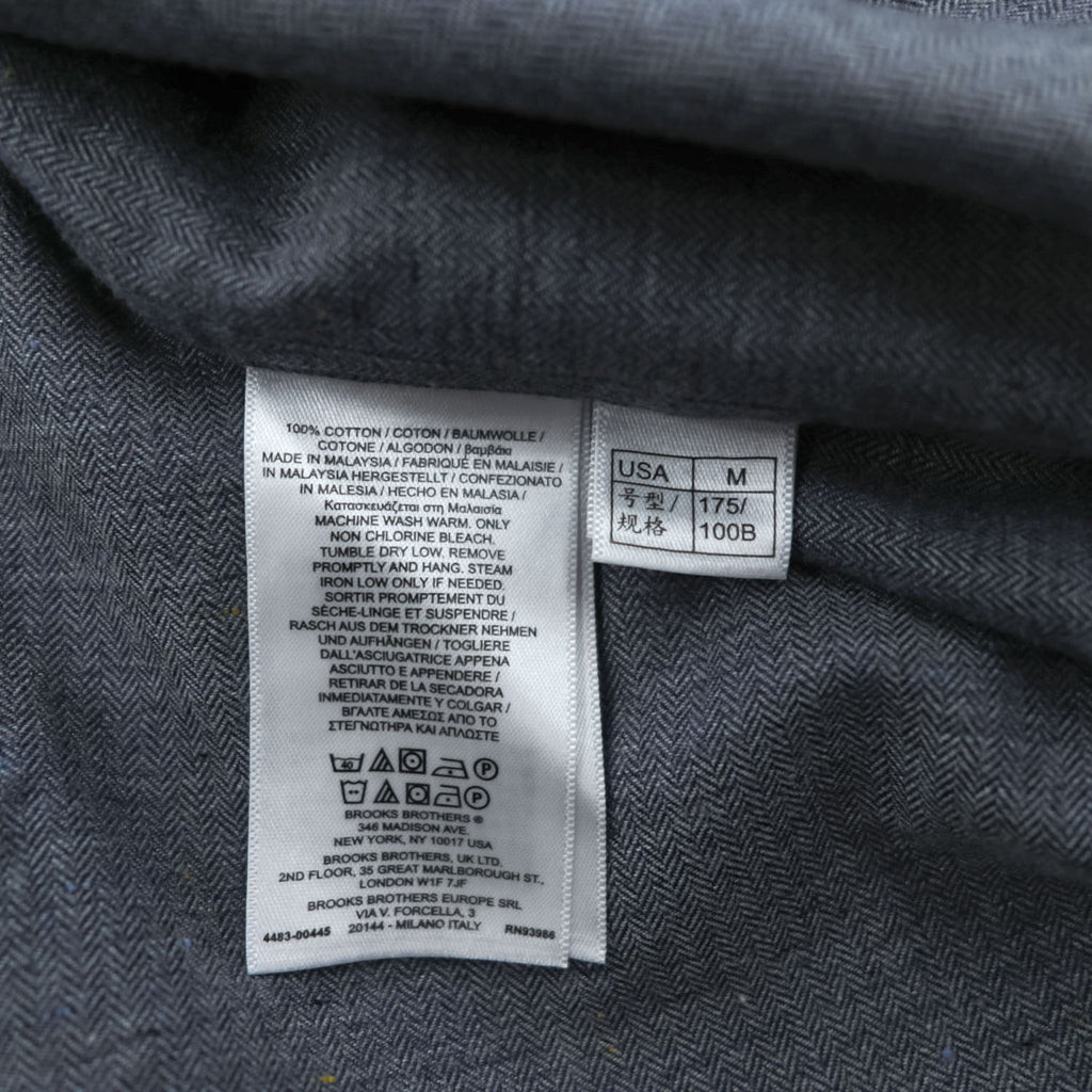 Brooks Brothers ヘリンボーン 長袖ボタンダウンシャツ M グレー REGENT 胸ポケット