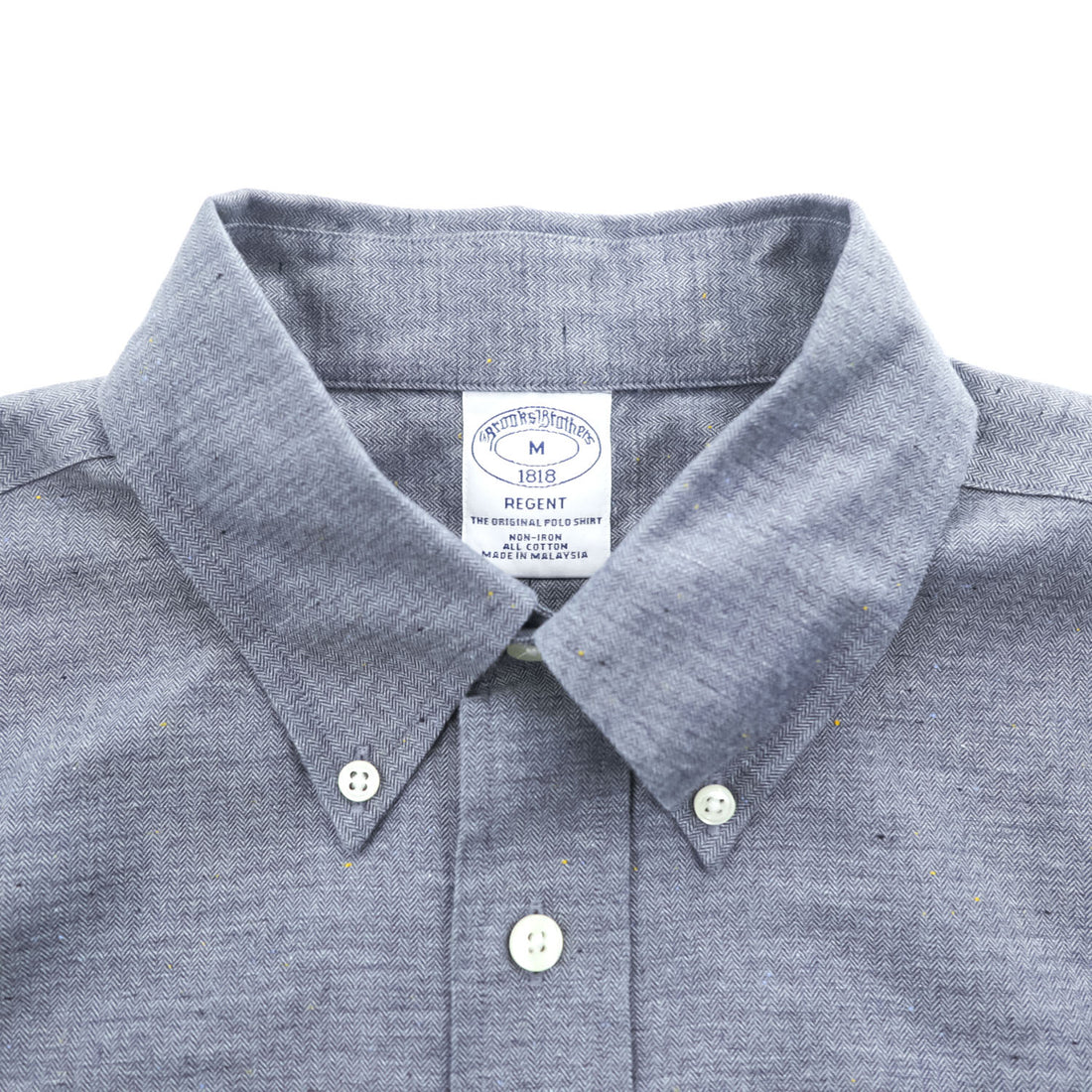 Brooks Brothers ヘリンボーン 長袖ボタンダウンシャツ M グレー REGENT 胸ポケット