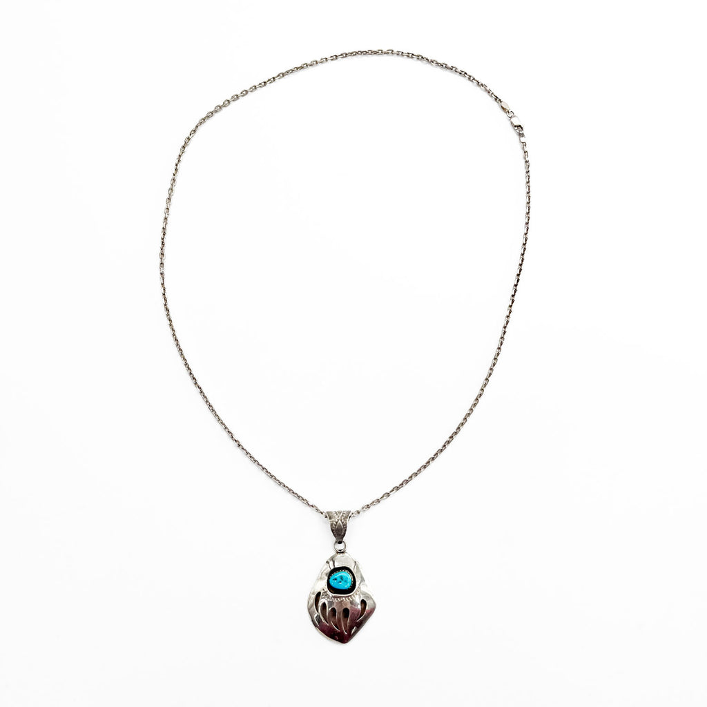 Pearlene Spencer ナバホ族 インディアンジュエリー シルバー ネックレス STERLING ベアパウ ターコイズ