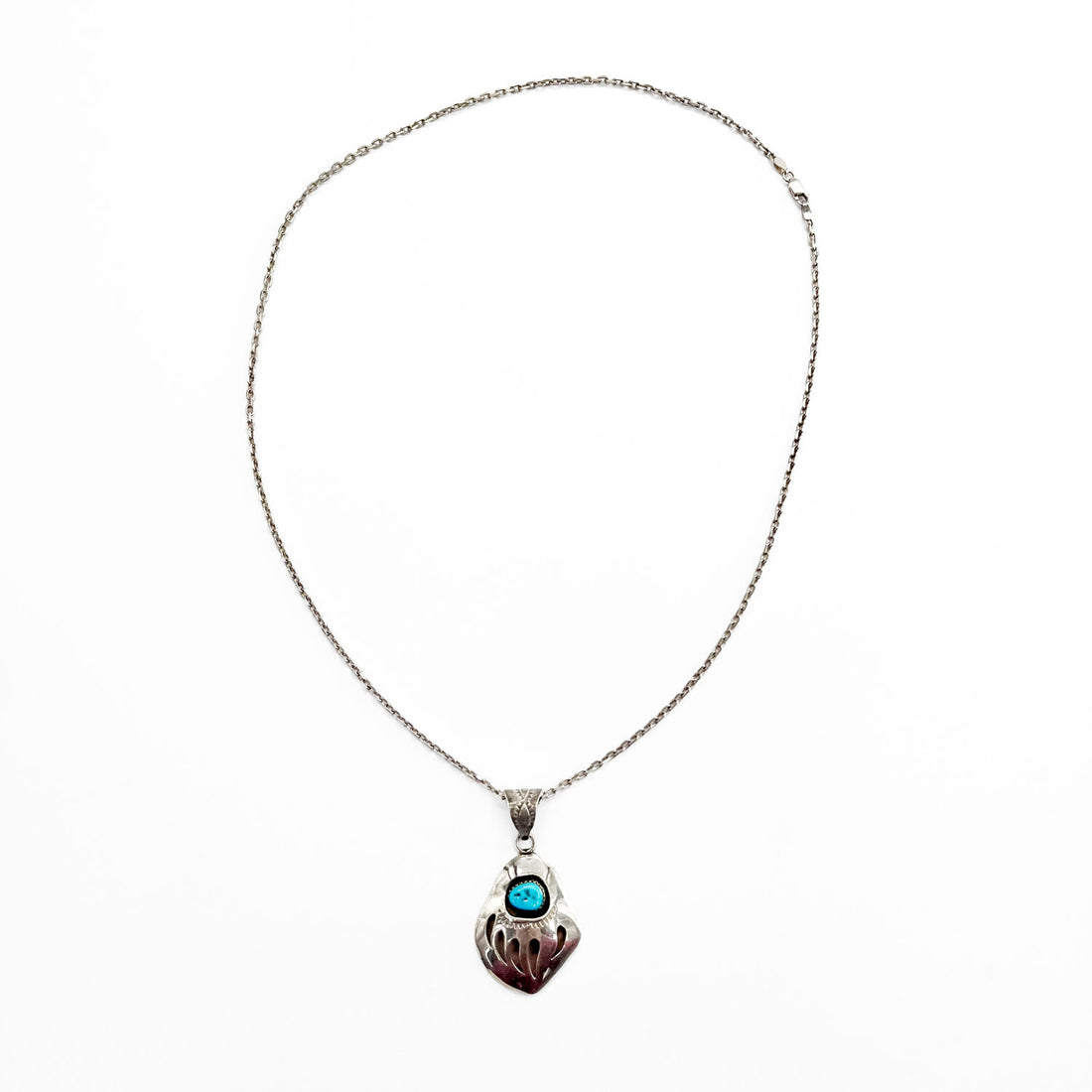 Pearlene Spencer ナバホ族 インディアンジュエリー シルバー ネックレス STERLING ベアパウ ターコイズ