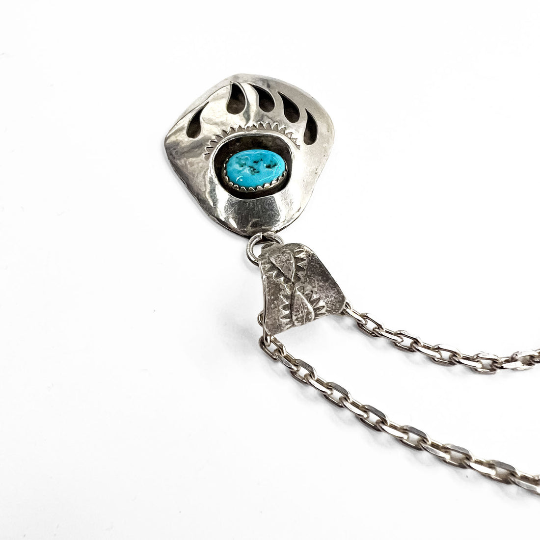 Pearlene Spencer ナバホ族 インディアンジュエリー シルバー ネックレス STERLING ベアパウ ターコイズ