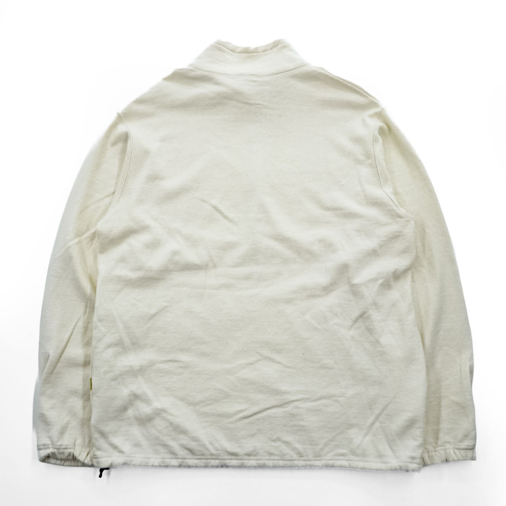 Phatee 日本製 ハーフジップ スウェット トレーナー L ホワイト 裏起毛 ドローコード ZIP HENLEY ORGANIC COTTON