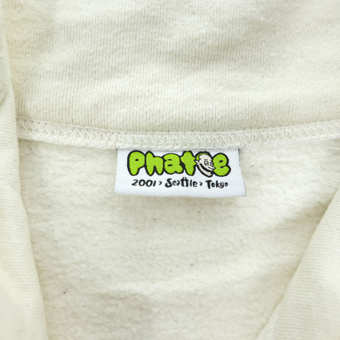 Phatee 日本製 ハーフジップ スウェット トレーナー L ホワイト 裏起毛 ドローコード ZIP HENLEY ORGANIC COTTON