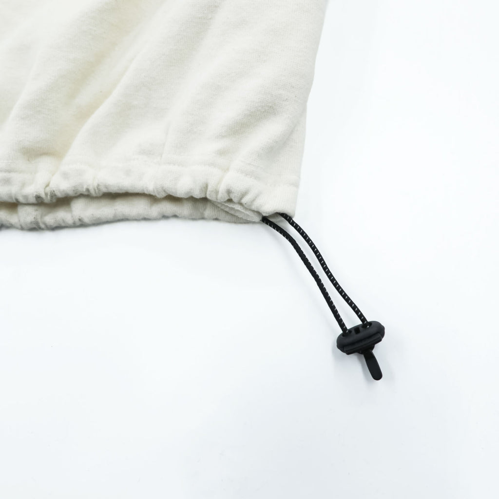 Phatee 日本製 ハーフジップ スウェット トレーナー L ホワイト 裏起毛 ドローコード ZIP HENLEY ORGANIC COTTON