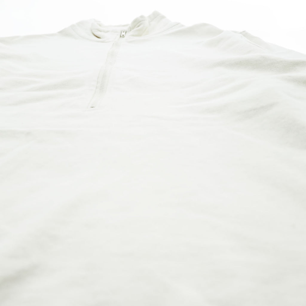 Phatee 日本製 ハーフジップ スウェット トレーナー L ホワイト 裏起毛 ドローコード ZIP HENLEY ORGANIC COTTON