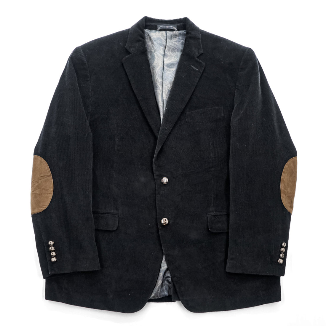 LAUREN RALPH LAUREN 90年代 ヴィンテージ コーデュロイ テーラードジャケット ブレザー XL ブラック エルボーパッチ 2B 裏地ペイズリー Macy's