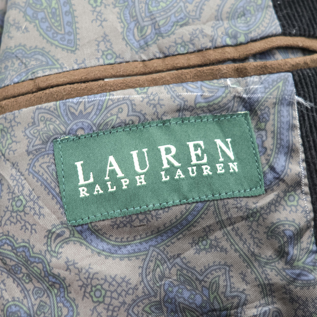 LAUREN RALPH LAUREN 90年代 ヴィンテージ コーデュロイ テーラードジャケット ブレザー XL ブラック エルボーパッチ 2B 裏地ペイズリー Macy's