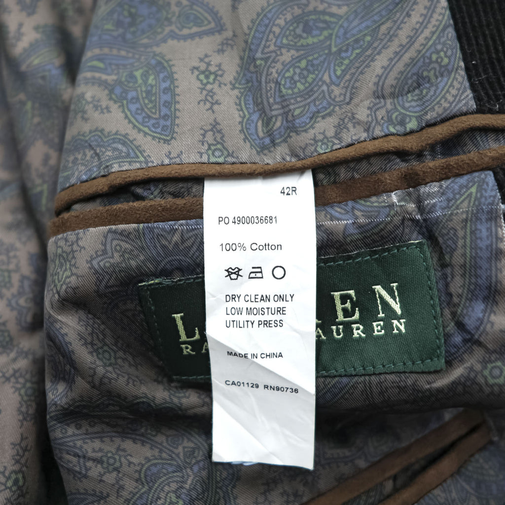 LAUREN RALPH LAUREN 90年代 ヴィンテージ コーデュロイ テーラードジャケット ブレザー XL ブラック エルボーパッチ 2B 裏地ペイズリー Macy's
