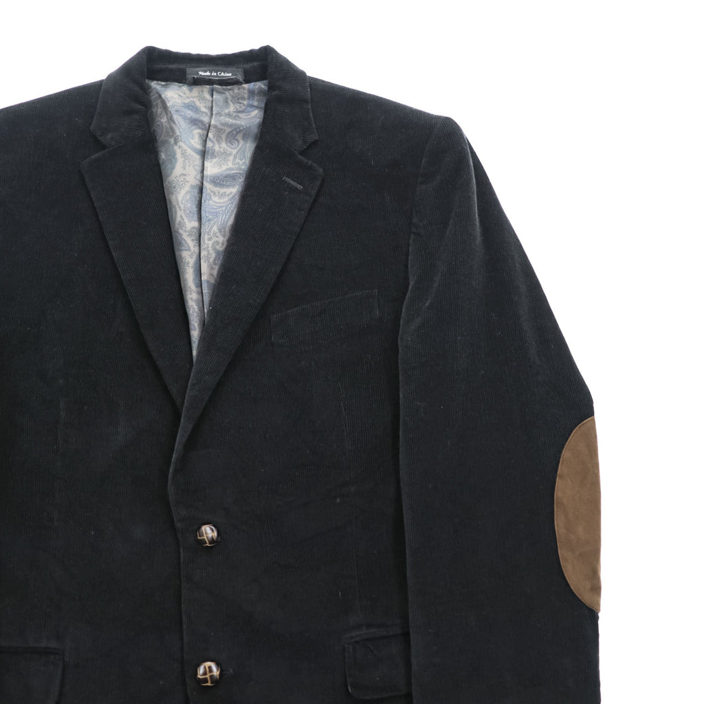 LAUREN RALPH LAUREN 90年代 ヴィンテージ コーデュロイ テーラードジャケット ブレザー XL ブラック エルボーパッチ 2B 裏地ペイズリー Macy's