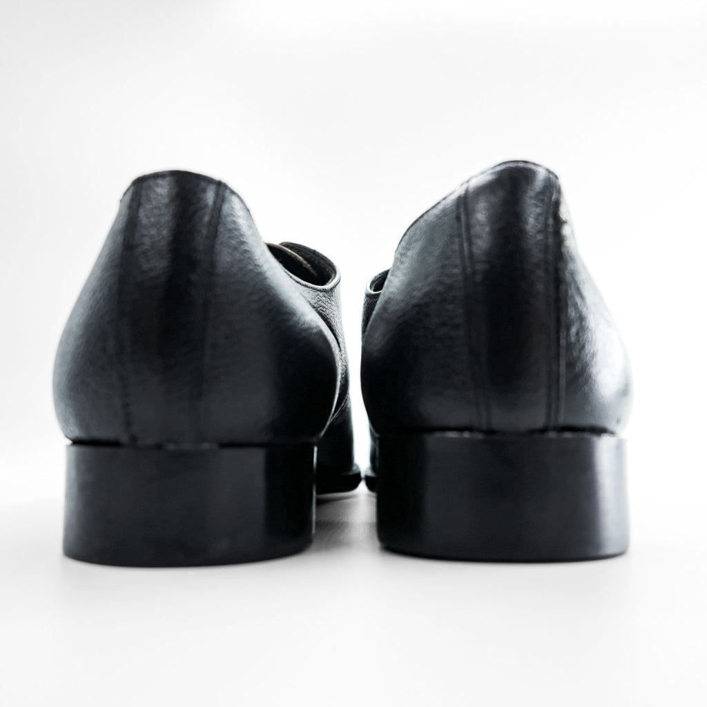 90年代 ヴィンテージ BATA フランス軍 ミリタリー オフィサー サービスシューズ 革靴 28cm ブラック シボ革
