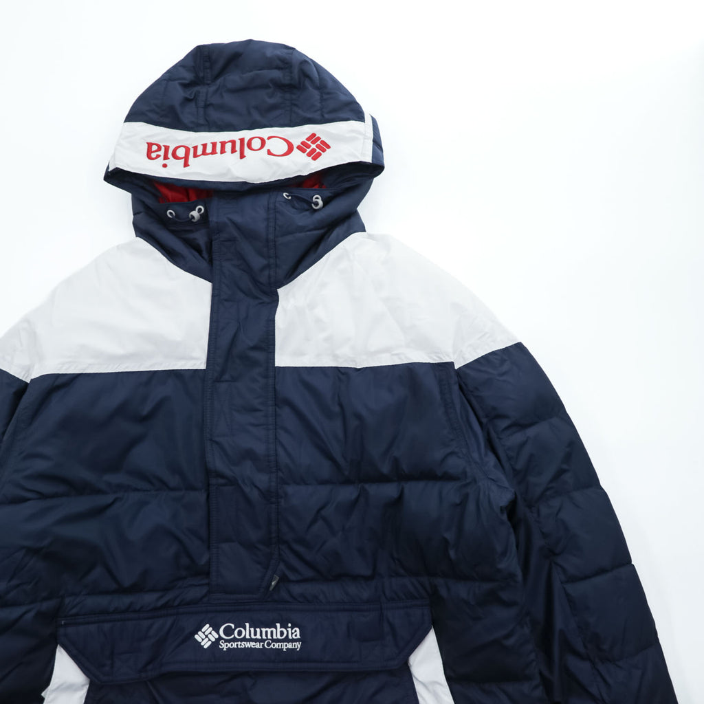 Columbia 中綿 Thermarator プルオーバージャケット アノラック L  ネイビー ドローコード  ハーフジップ WM1490